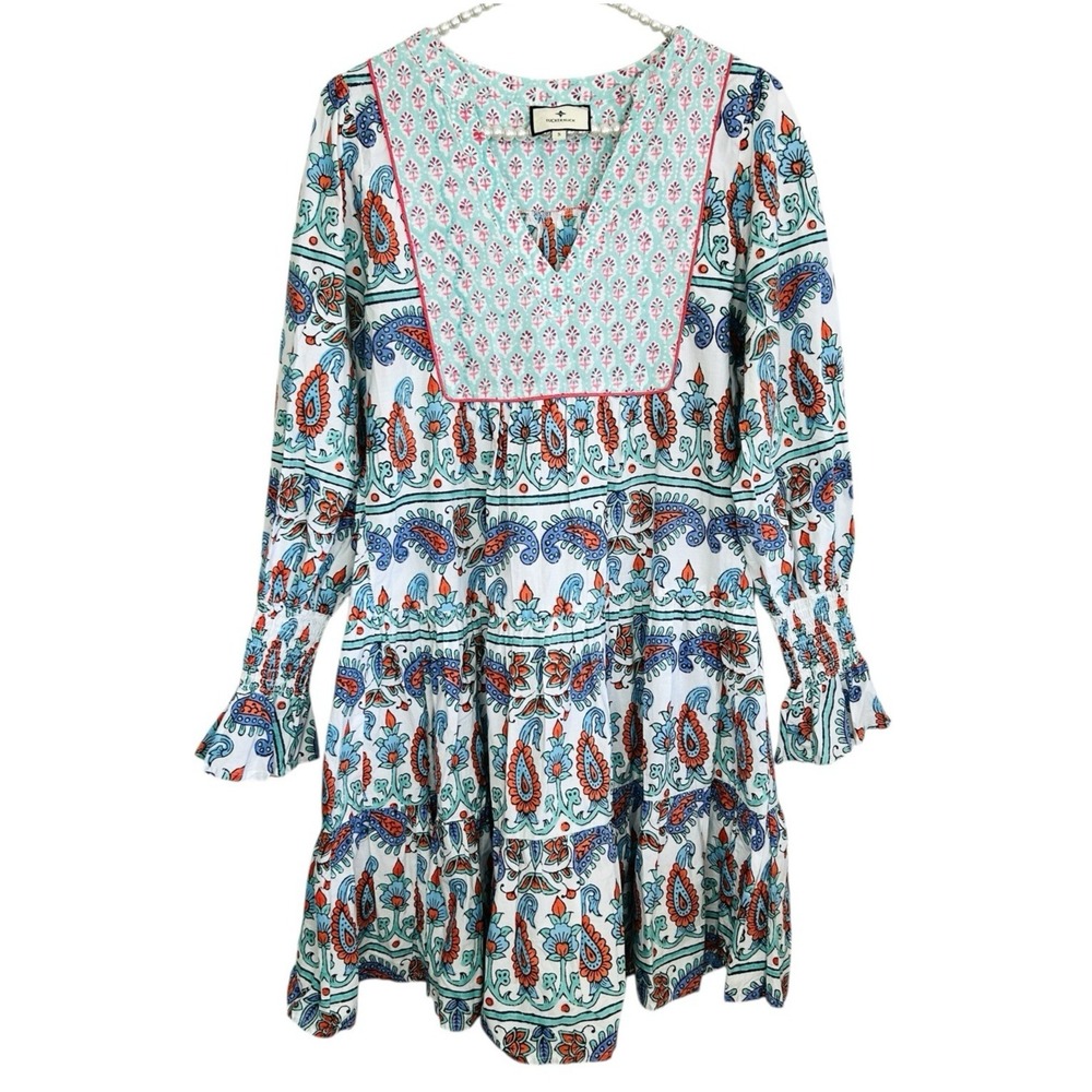 Tuckernuck Kenzo Dress Small Boho Cottage Festival Mini Paisley Ruffle Vacation